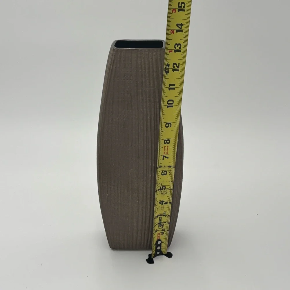 Vintage C&B Ceramic Ribbed Modern Vase 13” Tall